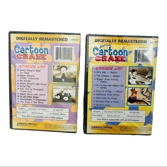 Set of 9 Vintage Remastered Cartoon Craze DVD's